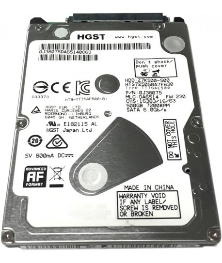 HGST Travelstar Z7K500 HTS725050A7E630 (0J38075) 500GB 7200RPM 32MB Cache SATA 6.0Gb/s 2.5-inch