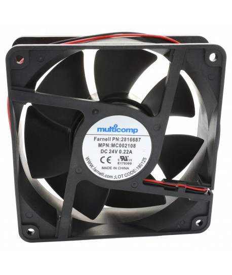 DC Axial Fan, 12 V, Square, 80 mm, 25 mm, Sleeve Bearing, 38.6 CFM