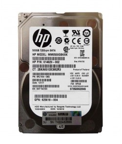 HP 2.5" SATA hard drive, 500GB capacity, 7200 RPM speed, 6Gb/s data transfer rate, 7mm form factor, 32MB cache
